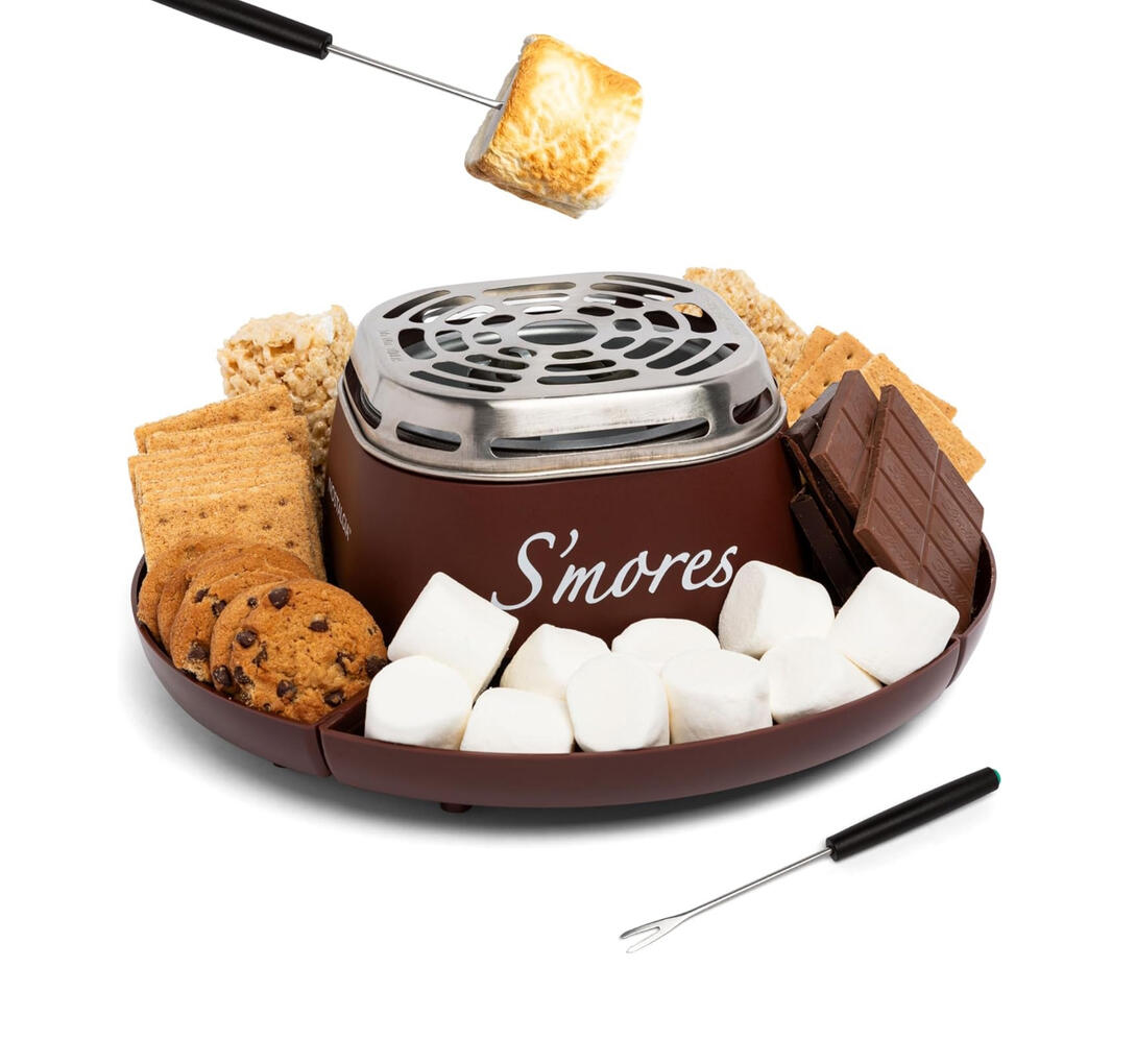 Indoor Tabletop Smores Maker with Roasting Forks &amp; Trays ➥