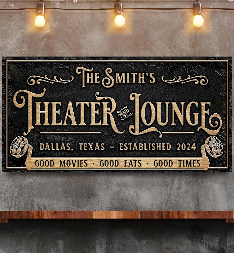 Personalized Home Movie Theater Decor Canvas Wall Art ➥